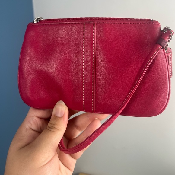 Coach Coral Red Leather 6”x4” wristlet - Picture 6 of 7